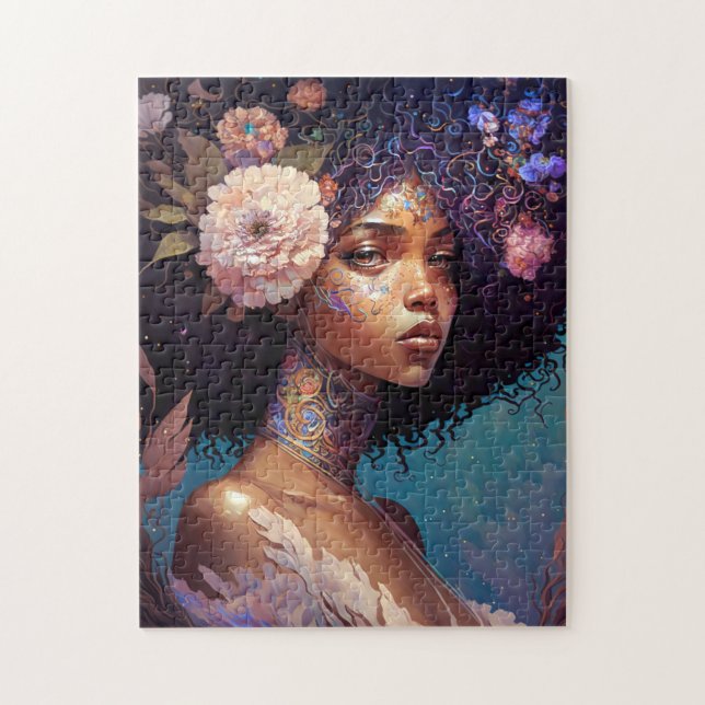 American Black Goddess Queen Fantasy Art Puzzle (Vertikal)