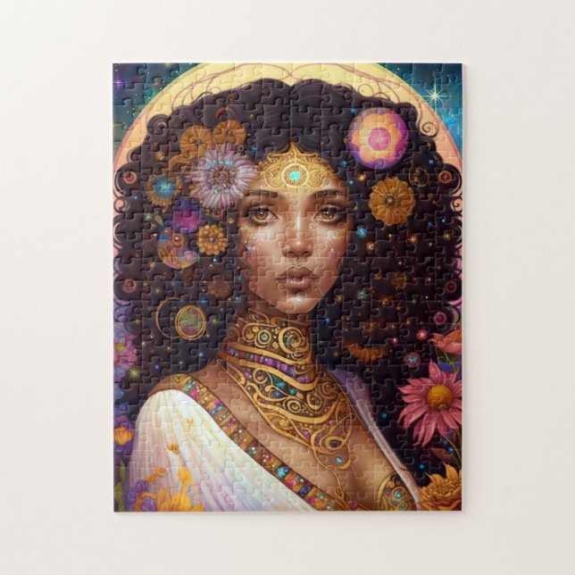 American Black Goddess Queen Fantasy Art Puzzle (Vertikal)
