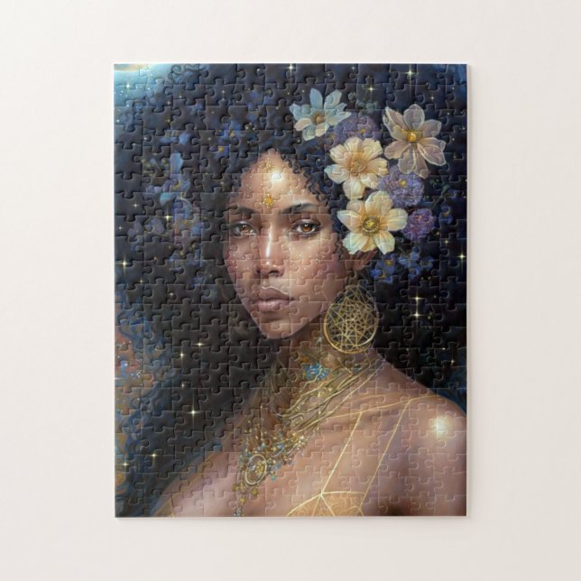 American Black Goddess Queen Fantasy Art Puzzle (Vertikal)