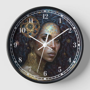 American Black Goddess Queen Fantasy Art Uhr