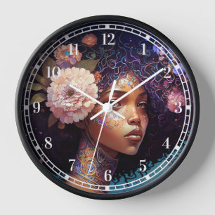 American Black Goddess Queen Fantasy Art Uhr