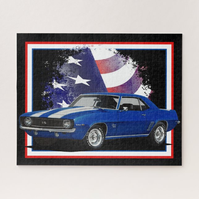 American Blue Muscle Car Puzzle (Horizontal)