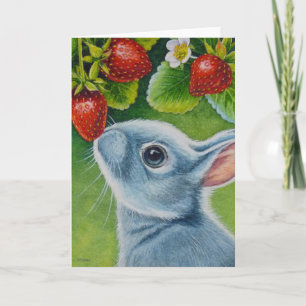 American Blue Rabbit & Strawberries Karte