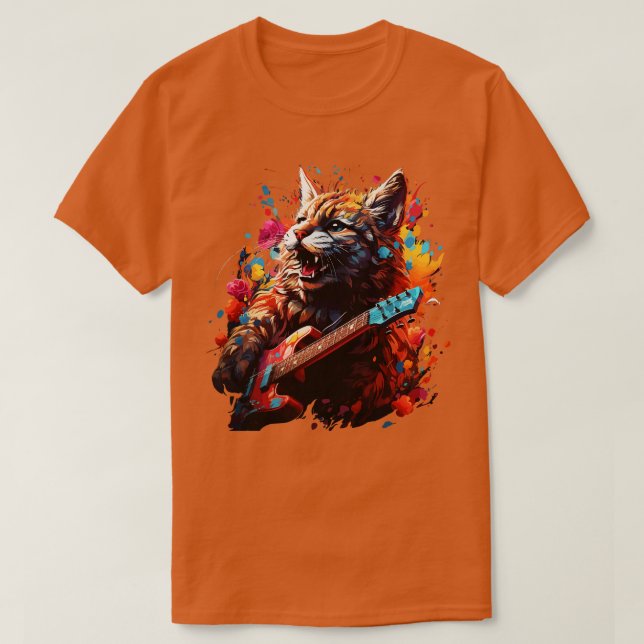 American Bobcat Playing Guitar T-Shirt (Design vorne)