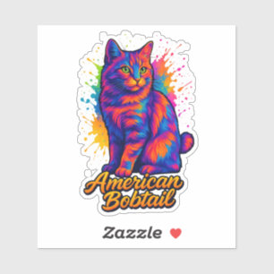 American Bobtail Pop Art Cat Colorful Nebel Aufkleber
