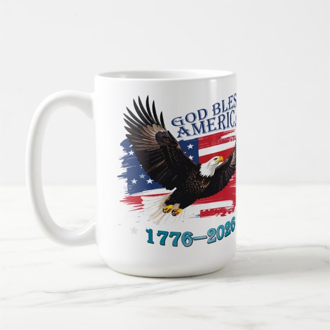 American Bold Eagle God Bless America 250 Years Kaffeetasse (Links)