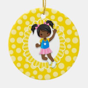 American Bounce House Jumping Girl Keramik Ornament