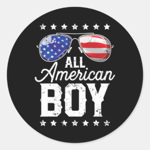 American Boy 4. Juli USA Sungles Familie Matchi Runder Aufkleber