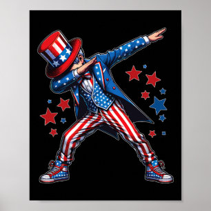 American Boy Dabbing Patriotic 4. Juli Kinder Poster