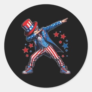American Boy Dabbing Patriotic 4. Juli Kinder Runder Aufkleber