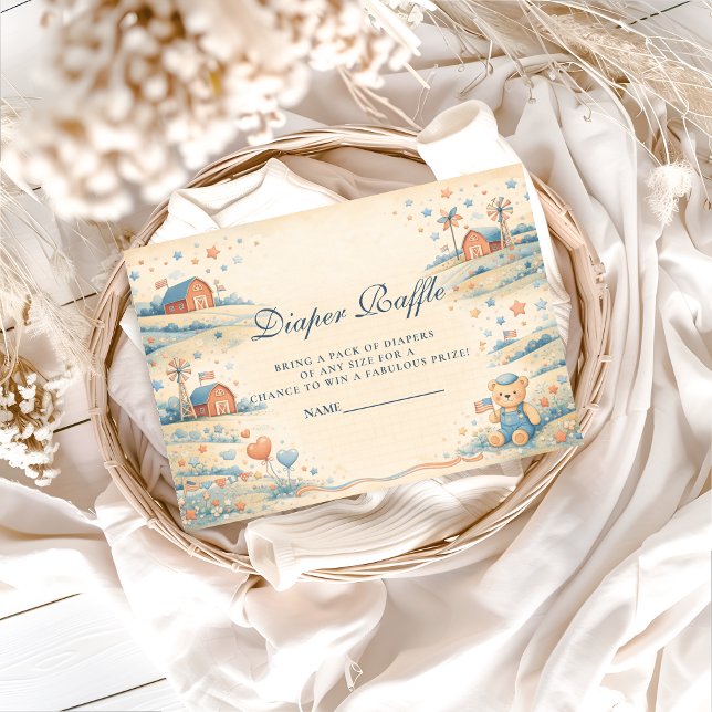 American Boy Red White Blue Diapper Raffle Begleitkarte (Von Creator hochgeladen)