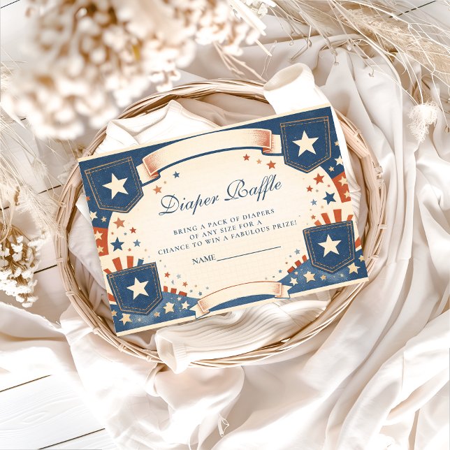 American Boy Vintage Denim Stars Diapper Raffle Begleitkarte (Von Creator hochgeladen)