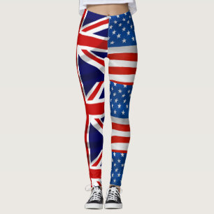 American British Flags Patriotic Leggings