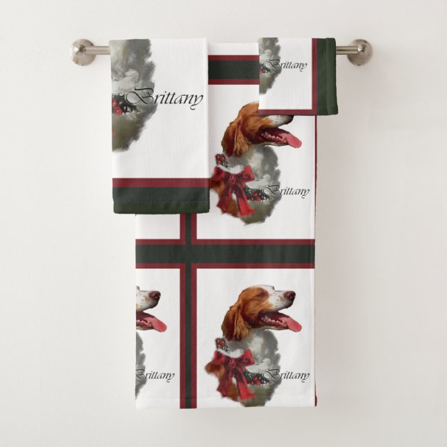American Brittany Spanisch Weihnachten Badhandtuch Set (Insitu)