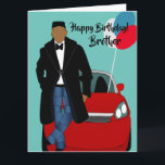 American Brother Birthday Card Karte<br><div class="desc">Diese coole Geburtstagskarte zeigt einen afroamerikanischen Mann mit schwarzem Mantel,  Jeans und einer Krawatte. Schicken Sie Ihrem Bruder eine Karte aus,  die zuverlässig ist und Ihre Nachricht so ausdrückt,  wie Sie es sich vorgestellt haben.</div>