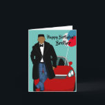 American Brother Birthday Card Karte<br><div class="desc">Diese coole Geburtstagskarte zeigt einen afroamerikanischen Mann mit schwarzem Mantel,  Jeans und einer Krawatte. Schicken Sie Ihrem Bruder eine Karte aus,  die zuverlässig ist und Ihre Nachricht so ausdrückt,  wie Sie es sich vorgestellt haben.</div>