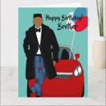 American Brother Birthday Card Karte<br><div class="desc">Auf dieser coolen Geburtstagskarte steht ein amerikanischer Afroamerikaner mit schwarzem Mantel,  Jeans und Krawatte. Schicken Sie Ihrem Bruder eine Karte aus,  die zuverlässig ist und Ihre Nachricht so ausdrückt,  wie Sie es sich vorgestellt haben.</div>