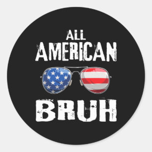 American Bruh 4. Juli Boys Patriotic Teens Kind Runder Aufkleber