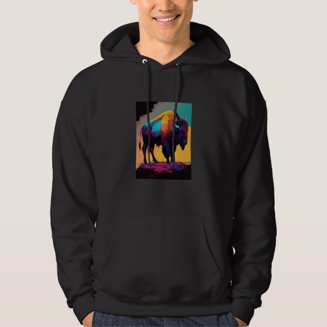 American Buffalo Animal Pop Bison Grilling  1 Hoodie (Vorderseite)