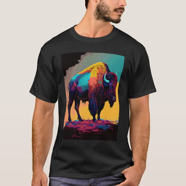 American Buffalo Animal Pop Bison Grilling   1 T-Shirt (Vorderseite)