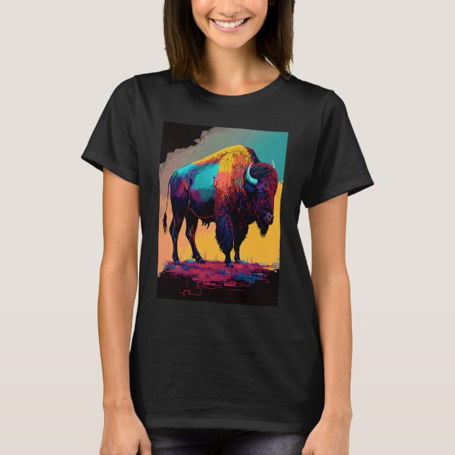 American Buffalo Animal Pop Bison Grilling   1 T-Shirt (Vorderseite)