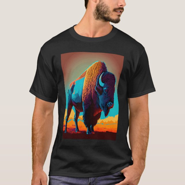 American Buffalo Animal Pop Bison Grilling   3 T-Shirt (Vorderseite)
