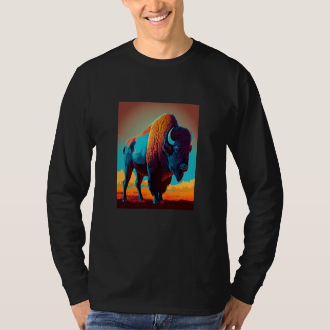 American Buffalo Animal Pop Bison Grilling  3 T-Shirt (Vorderseite)