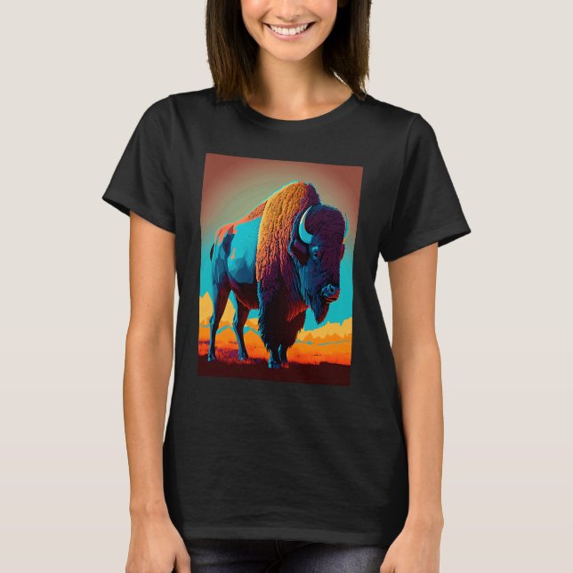 American Buffalo Animal Pop Bison Grilling   3 T-Shirt (Vorderseite)