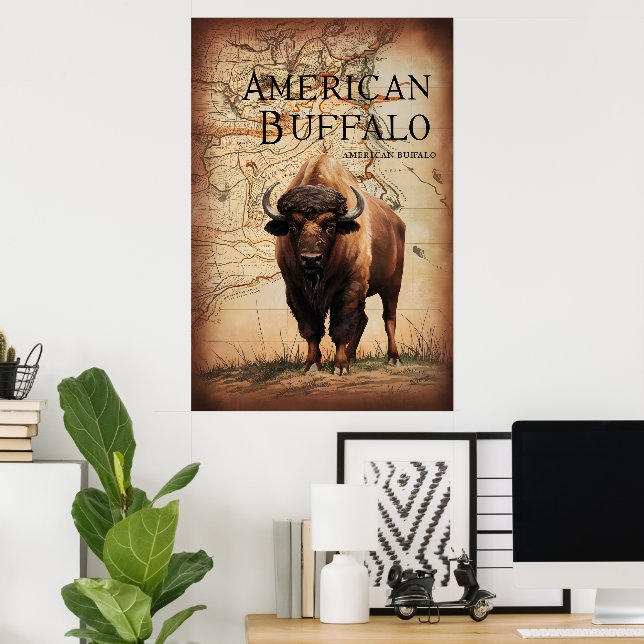 American Buffalo auf Karte Poster (Heimbüro)