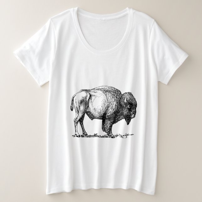 American Buffalo Bison Große Größe T-Shirt (Design vorne)