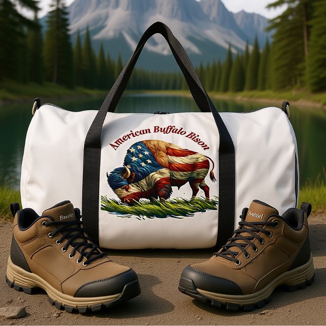 American Buffalo Bison Proudly Patriotic Duffle Bag (Von Creator hochgeladen)