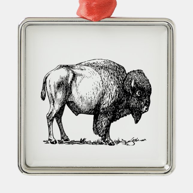 American Buffalo Bison Silbernes Ornament (Vorne)