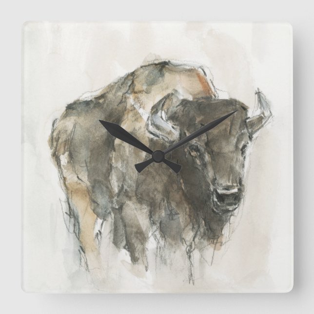 American Buffalo I Quadratische Wanduhr (Vorderseite)