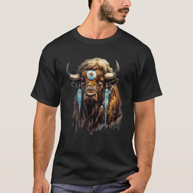 American Buffalo Natural Esoteric Indian Jewelry B T-Shirt (Vorderseite)