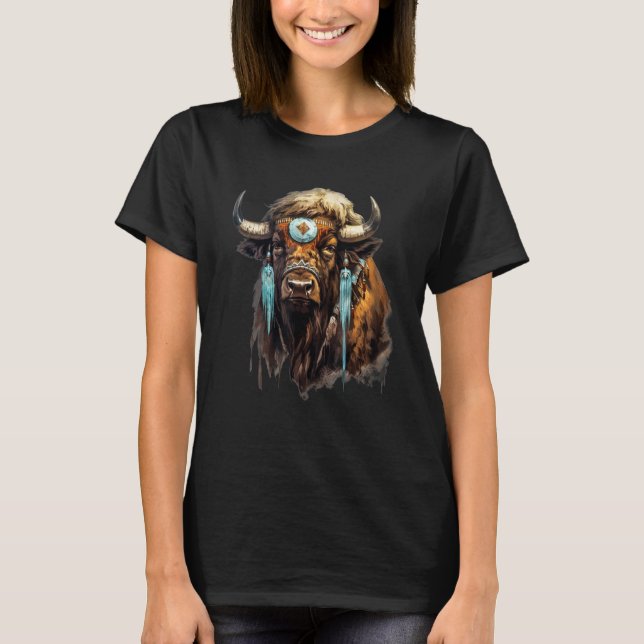 American Buffalo Natural Esoteric Indian Jewelry B T-Shirt (Vorderseite)