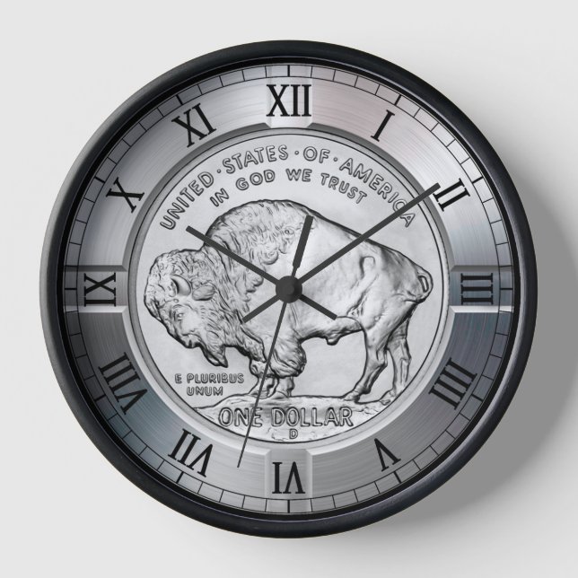 American Buffalo Silver Dollar Gedenkmünze Uhr (Vorderseite)