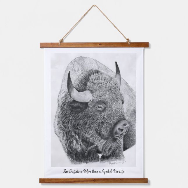 American Buffalo Wandteppich Mit Holzrahmen (Vorderseite)