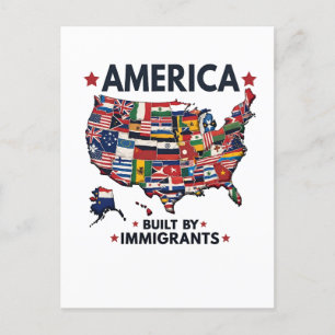 American Builed by Immigrations Patriotic American Postkarte