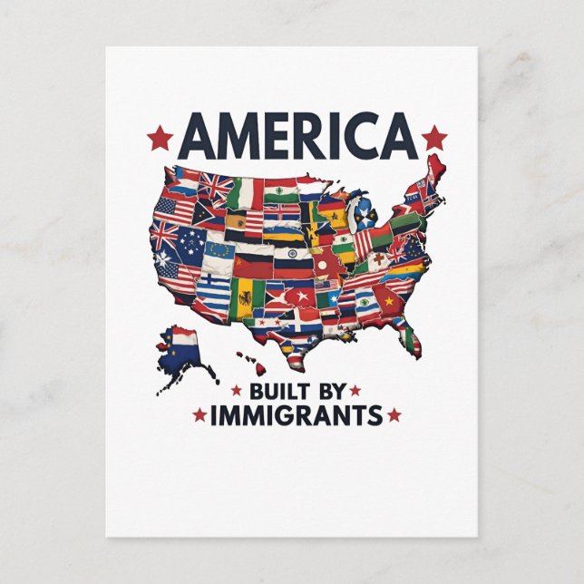 American Builed by Immigrations Patriotic American Postkarte (Vorderseite)
