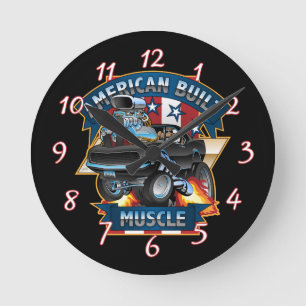 American Built Muscle - Klassischer Muscle-Car-Car Runde Wanduhr