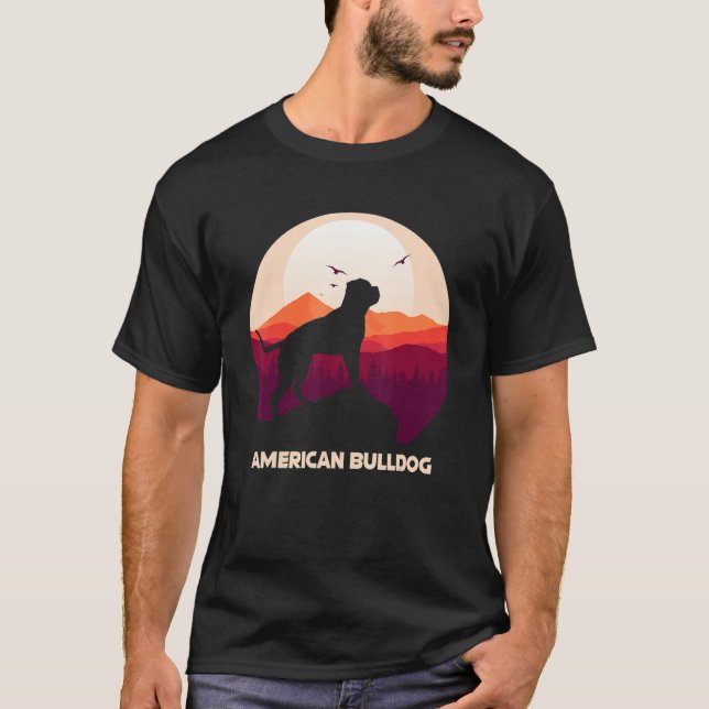 American Bulldog and Moon Halloween T-Shirt (Vorderseite)