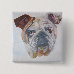 American Bulldog Artistic Pet Portrait Button
