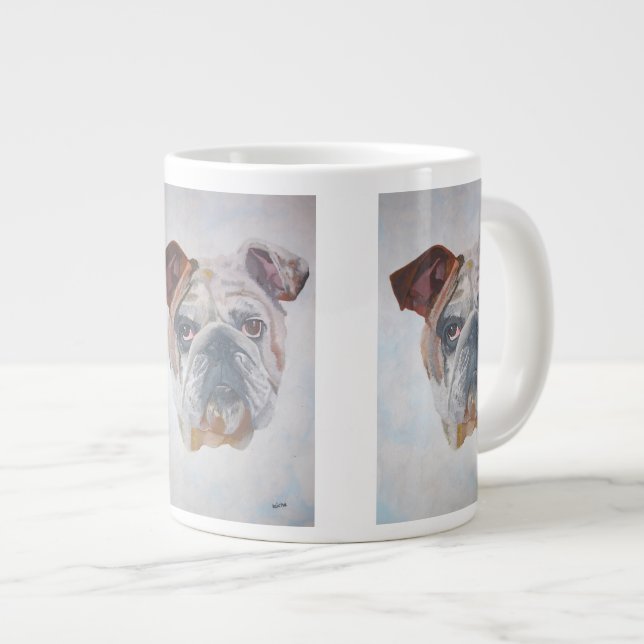 American Bulldog Artistic Pet Portrait Jumbo-Tasse (Vorderseite Rechts)