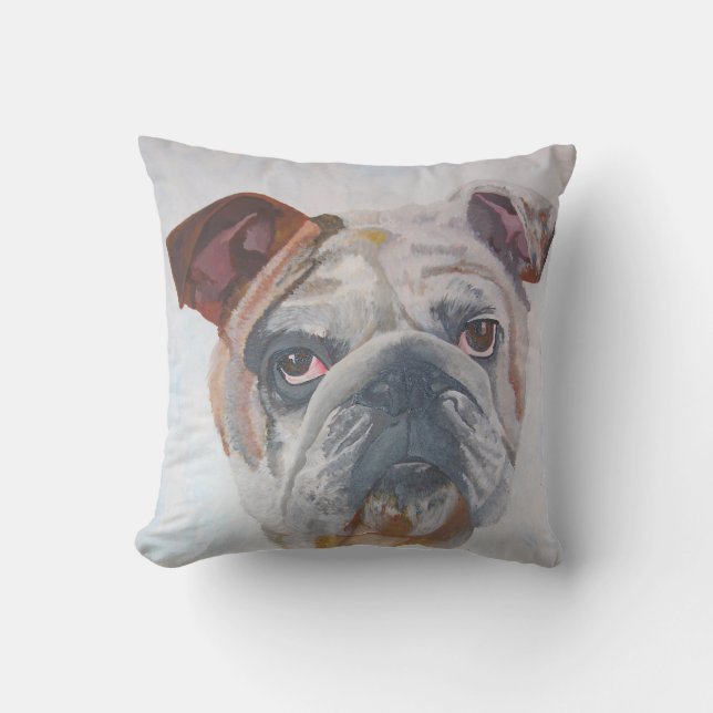 American Bulldog Artistic Pet Portrait Kissen (Vorderseite)