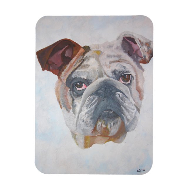 American Bulldog Artistic Pet Portrait Magnet (Vertikal)
