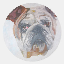 American Bulldog Artistic Pet Portrait Runder Aufkleber
