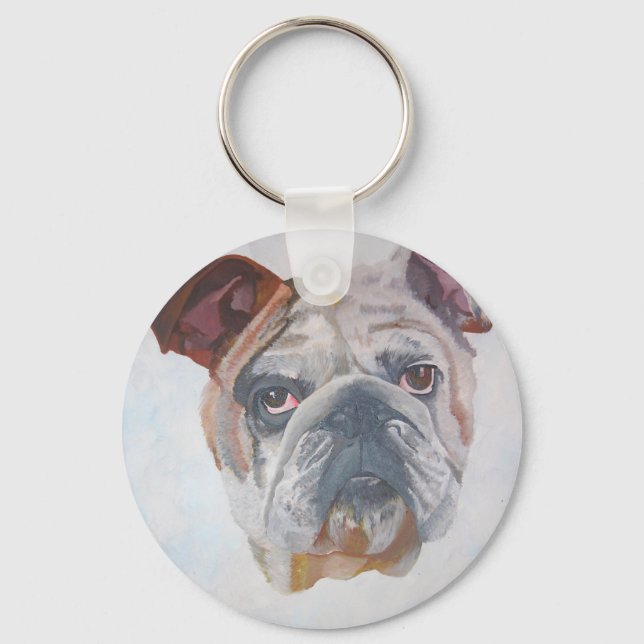 American Bulldog Artistic Pet Portrait Schlüsselanhänger (Vorderseite)