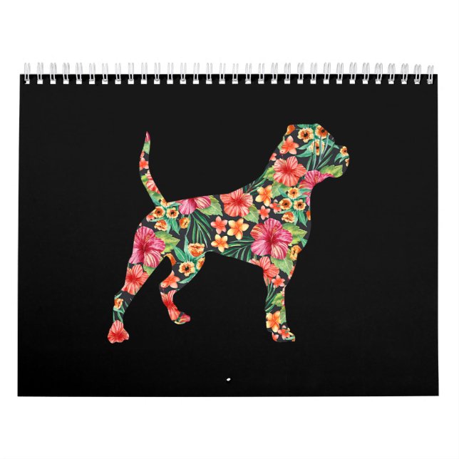 American Bulldog Blume Hund Silhouette Blumengesch Kalender (Titelbild)