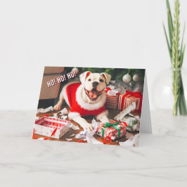 American Bulldog, der Weihnachtsgeschenke aufgibt Feiertagskarte