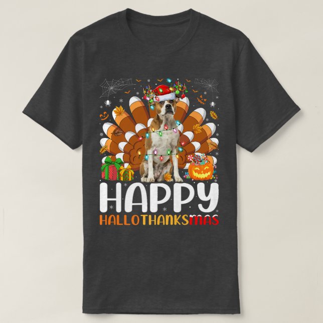 American Bulldog Halloween Weihnachtsfeiertag T-Shirt (Design vorne)